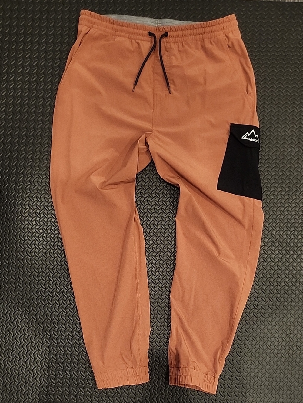 Hurley Rust Orange Jogger Pants with Black Cargo Pocket Size M